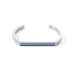 Armreif Cuff Square Stripes silber-blau