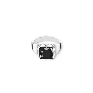 Ring Spikes Square Onyx silber-schwarz