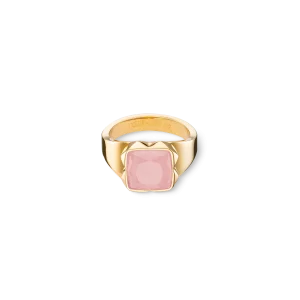 Ring Spikes Square Rosenquarz gold-rosa