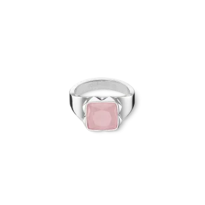 Ring Spikes Square Rosenquarz silber-rosa