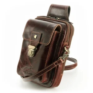 Gürteltasche Leder Unisex – knöpfbare Gürtelschlaufe & Schulterriemen – 3 Fächer | UrbanWalker