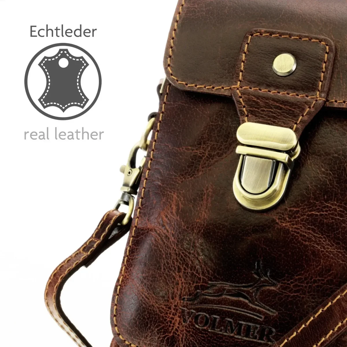 Gürteltasche Leder Unisex – knöpfbare Gürtelschlaufe & Schulterriemen – 3 Fächer | UrbanWalker – Bild 7