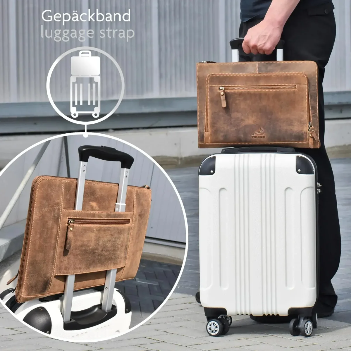 Laptop Tasche Leder – 14 Zoll – mit großer Außentasche | Riverside – Bild 7