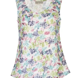 Naturalmente Damen-Leinen Top mit floralem Muster