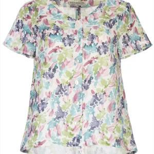 Naturalmente Damen-Leinenbluse mit floralem Muster