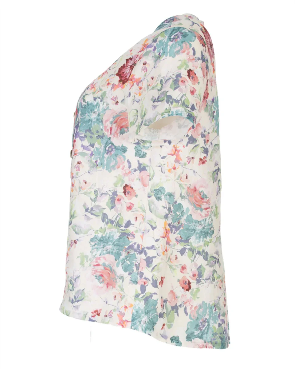 Naturalmente Damen-Leinenbluse mit floralem Muster – Bild 6